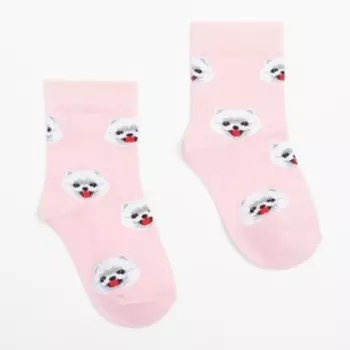 Носки детские, цвет розовый/принт собачки, размер 18