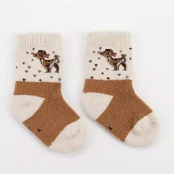 Носки детские из монгольской шерсти "Олененок", цвет рыжий , размер 16-18 см (4)