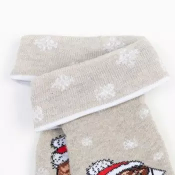 Носки детские махровые, цвет серый, принт МИКС, размер 12-14