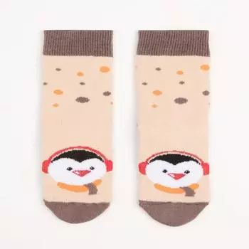 Носки детские махровые, светло-бежевые, размер 14-16