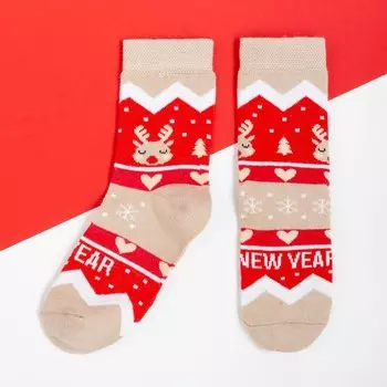 Носки детские новогодние KAFTAN "New Year" р-р 14-16, бежевый