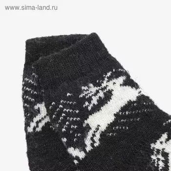Носки детские новогодние шерстяные «Олени», цвет чёрный, размер 20