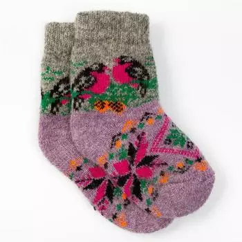 Носки детские новогодние шерстяные «Снегири», размер 16