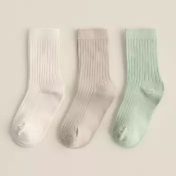 Носки детские SL Home 3 пары, размер 16-18, молочн/оливк