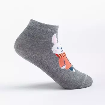 Носки детские"Зайка с шарфом" цвет серый, р-р 18-20