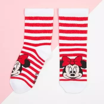 Носки для девочки «Минни Маус" полоска, DISNEY, 12-14 см, цвет белый/красный