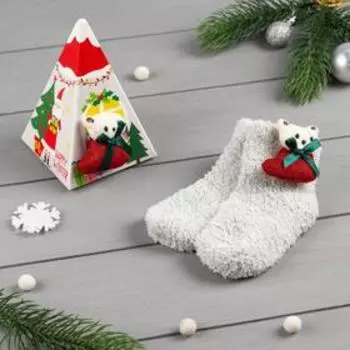 Носки махровые в подарочной коробке "Новогодний подарок", 12-22 см