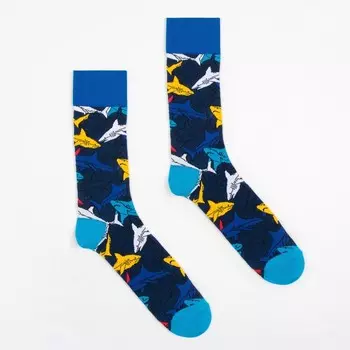 Носки мужские Акулы, цвет синий, размер 41-44