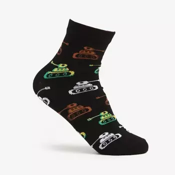 Носки мужские, цвет чёрный/танки, размер 42-43