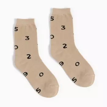 Носки мужские MINAKU «Цифры», размер 40-42 (27 см), бежевые