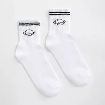 Носки мужские MINAKU «Планета», цвет белый, р-р 42-43 (29 см)