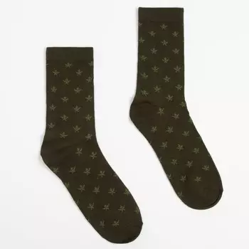 Носки мужские с принтом, цвет хаки, размер 40-46 (27-29 см)