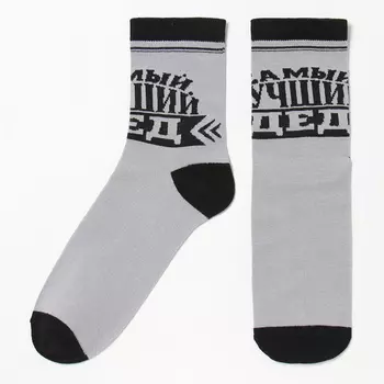 Носки мужские «Самый лучший дед» серые, размер 41-44 (27-29 см)