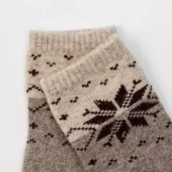 Носки мужские из монгольской шерсти, цвет серый/снежинка, размер 29 (43-45)