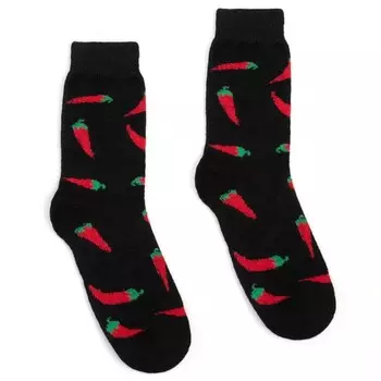 Носки мужские шерстяные «Острые перчики», цвет чёрный, размер обуви 40-44