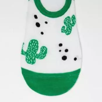 Носки-невидимки женские «Кактусы» цвет белый, размер 23-25 (36-40)