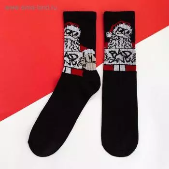 Носки новогодние мужские KAFTAN Bad Santa размер 41-44 (27-29 см), чёрные