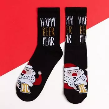 Носки новогодние мужские KAFTAN Beer размер 41-44 (27-29 см), чёрные