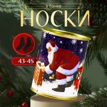 Носки новогодние мужские в банке «Жди чудо», чёрные