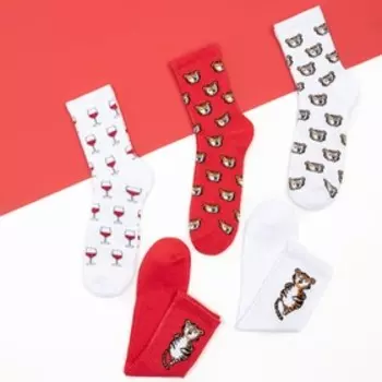 Носки новогодние ( набор, 5 пар ) "Вечеринка" р. 36-39 (23-25 см )