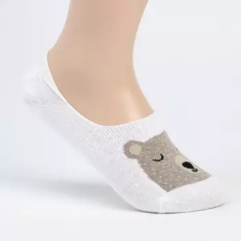 Носки-подследники женские «Мишка», цвет белый, размер 23-25