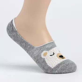 Носки-подследники женские «Мишка», цвет серый меланж, размер 23-25