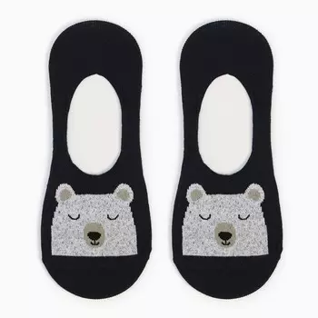 Носки-подследники женские "Мишка", цвет синий, размер 23-25