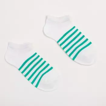 Носки женские, цвет белый/бирюзовый, размер 36-39