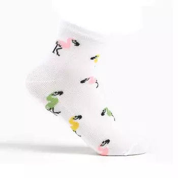 Носки женские, цвет белый/фламинго, размер 35-37