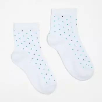 Носки женские, цвет белый/голубой, размер 23-25
