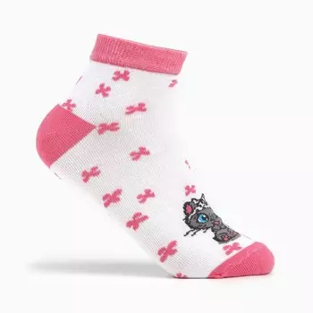 Носки женские, цвет белый/котик, размер 38-40