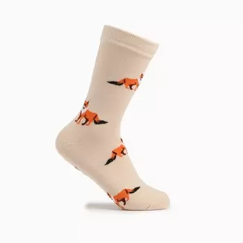 Носки женские, цвет бежевый/лисы, размер 25-27 (40-42)