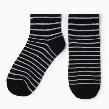 Носки женские, цвет черные с белой полоской, размер 36-40