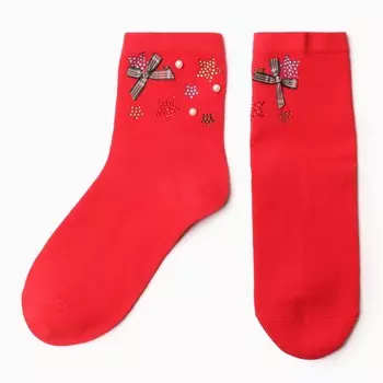 Носки женские, цвет красный, размер 36-40