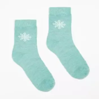 Носки женские, цвет мята/снежинка, размер 23-25