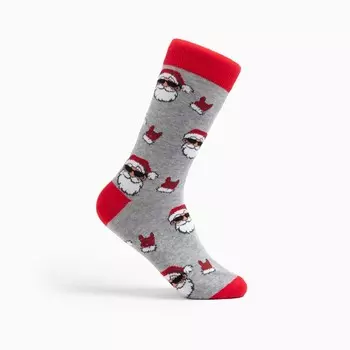 Носки женские новогодние, цвет светло-серый меланж, размер 23-25