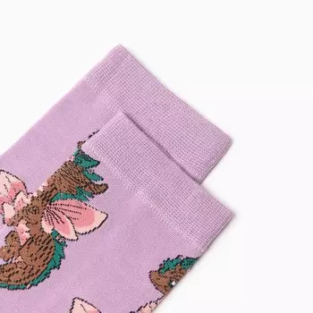 Носки женские Дракончик-цветок, цвет сиреневый, размер 36-40