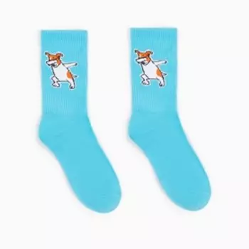Носки женские "Джек-рассел-терьер", цвет голубой, р-р 36-40
