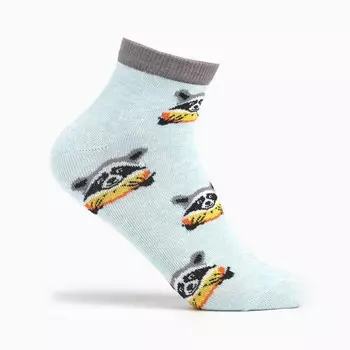 Носки женские "Еноты с арбузом", цвет голубой, размер 35-37