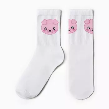 Носки женские Хрюша, цвет белый/розовый, размер 36-40