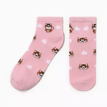 Носки женские "Котик", цвет розовый, р-р 23-25