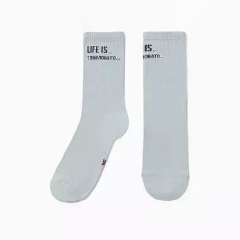 Носки женские «Life is тяжеловато», светло-оливковые, р-р 23-25