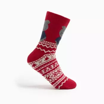 Носки женские махровые, цвет красный, размер 23-25