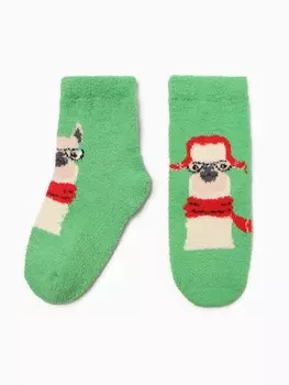 Носки женские махровые "Ламы" Нжмп2201-02-03, цвет зеленый, р-р 36-40