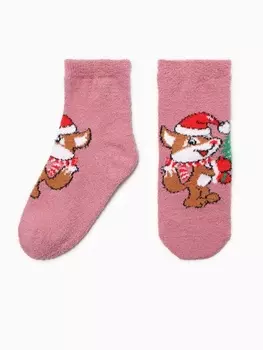 Носки женские махровые "Лисичка с елочкой" Нжмп2242-07-02, цвет розовый р-р 36-40