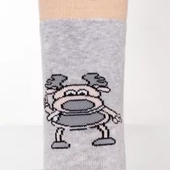 Носки женские махровые «Олень», цвет серый/бежевый, размер 23-25 (37-40)