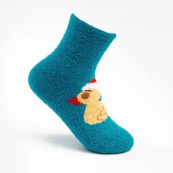 Носки женские новогодние махровые «Уточки», цвет голубой, размер 36-40