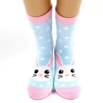 Носки женские махровые "Зайка", цвет голубой, размер 36-40