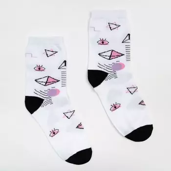 Носки женские MINAKU «Фигуры», цвет белый, размер 38-39 (25 см)