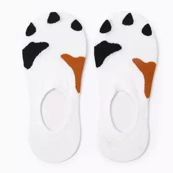 Носки женские невидимые, цвет белый/лапка, размер 36-40